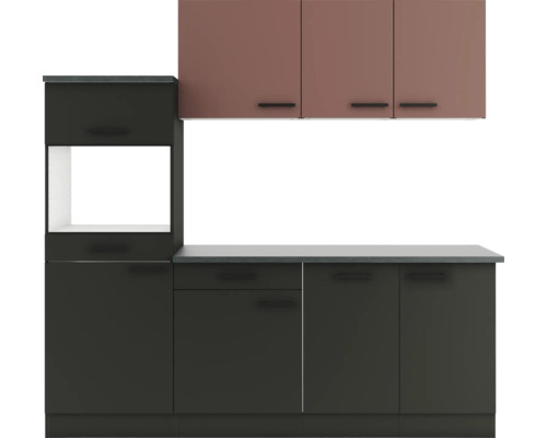 Optifit Küchenzeile Nizza407/Madrid420 210 cm rostrot anthrazit matt zerlegt Variante reversibel