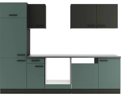 Optifit Küchenzeile Madrid420/Verona405 270 cm anthrazit grün matt zerlegt Variante reversibel
