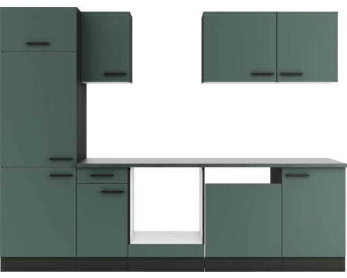 Küchenzeile mit Unterschränken, Schubladen und Hängeschränken