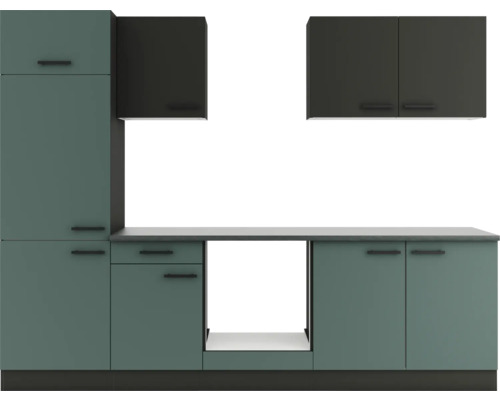 Optifit Küchenzeile Madrid420/Verona405 270 cm anthrazit grün matt zerlegt Variante reversibel