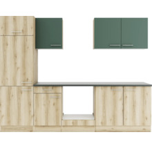 Optifit Küchenzeile ohne Geräte Savona405/Livorno290 270 cm grün wildeiche matt strukturiert zerlegt Variante reversibel KPSL 2711OE-9+