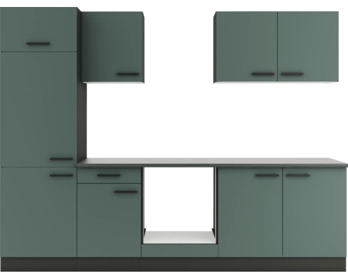 Küchenzeile mit Schränken und Arbeitsplatte