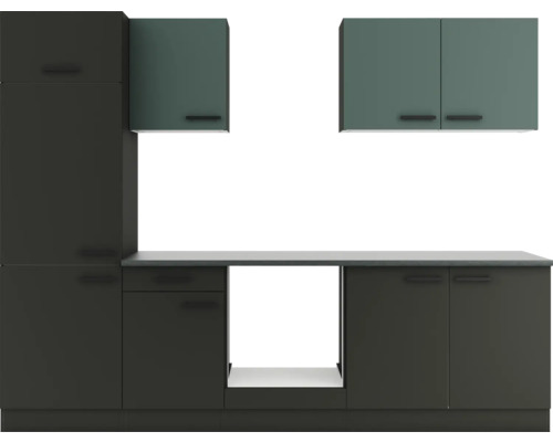 Optifit Küchenzeile Verona405/Madrid420 270 cm grün anthrazit matt zerlegt Variante reversibel