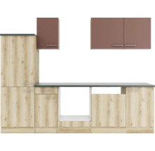 Optifit Küchenzeile ohne Geräte Bari407/Livorno290 270 cm rostrot wildeiche matt strukturiert zerlegt Variante reversibel KPBL 2742OE-9+
