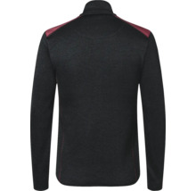 Rückansicht einer schwarzen Herren Fleecejacke mit langen Ärmeln und Stehkragen.