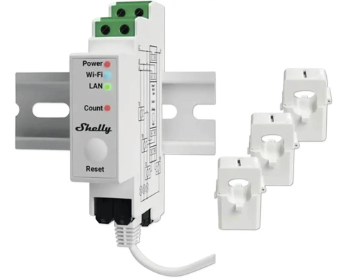 Shelly Hutschiene Pro 3EM 400A Stromzähler Messfunktion WLAN LAN Bluetooth