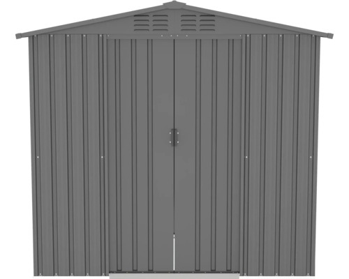Geräteschuppen aus Metall mit Doppeltür und Satteldach