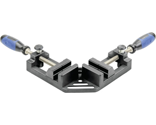 Eckspannvorrichtung zum Fixieren von Werkstücken im 90-Grad-Winkel.