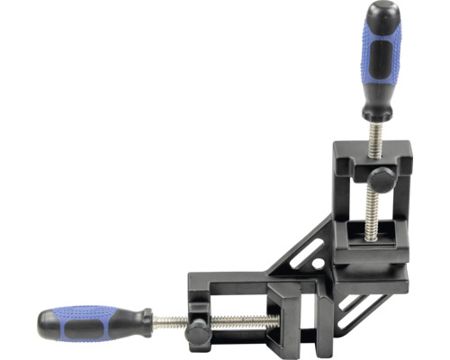 Eckspannklemme zum Fixieren von Werkstücken im 90-Grad-Winkel.