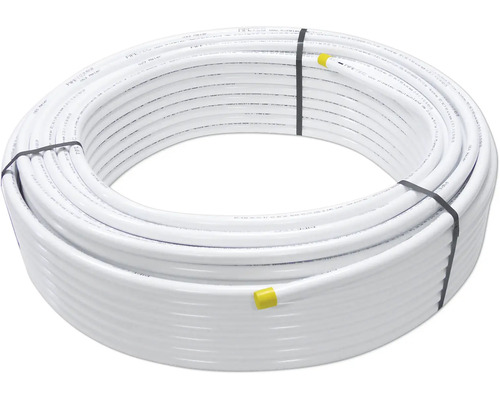 Alu-Verbund Rohr für Heizung 16 mm x 500 m bis 80 °C 6 bar Rolle aus weißem Kunststoffrohr