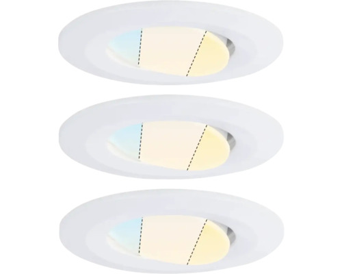 LED Einbauleuchten-Basisset IP65 3x5W 3x400 lm 3000- 6500 K Ø 9/6,8 cm weiß Farbtemperatur über Wandschalter steuerbar 230V