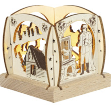 Lichterhaus aus Holz mit geschnitzten Motiven