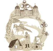 Fensterbild aus Holz mit Märchenmotiven