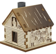 Räucherhaus aus Holz mit verschiedenen Motiven