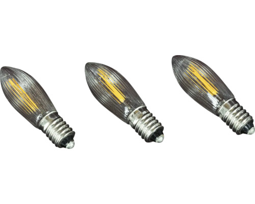 Premium LED Ersatzleuchtmittel Riffelkerze Saico 3 LEDs Lichtfarbe warmweiß Drei LED-Filament-Leuchtmittel in Kerzenform