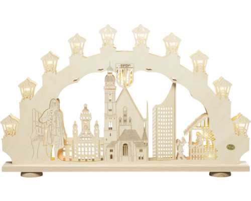3D-Lichterbogen Saico Leipzig 15 LEDs Lichtfarbe warmweiß Schwibbogen mit Leipzig Skyline und Beleuchtung