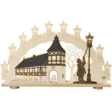 Weihnachtsleuchter mit Schlossmotiv, Holzdekoration