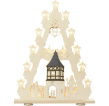 Weihnachtspyramide mit Stadtdarstellung und Turm