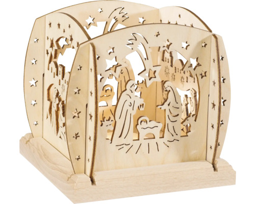 Weihnachtspyramide aus Holz mit Weihnachtsmotiv