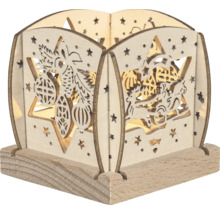 Holz Teelichthalter mit Weihnachtsmotiven
