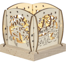 Dekorative Holzleuchte mit weihnachtlichen Motiven