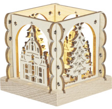 Dekorative Holzlaterne mit weihnachtlichen Motiven