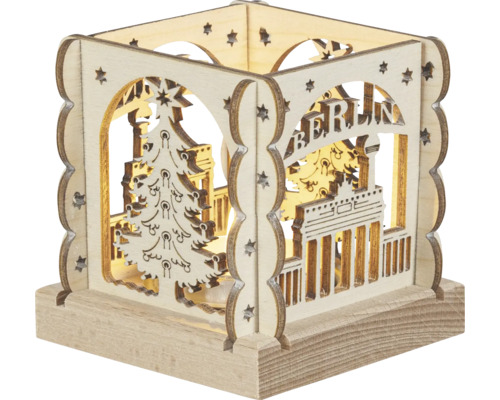 Dekorative Lichthaus-Silhouette mit Berlin-Motiv aus Holz