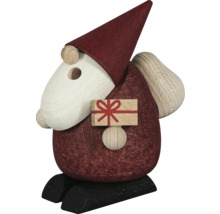 Holzfigur eines Zwergs mit Geschenk