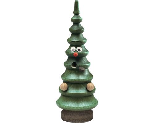 Räucherhaus Saico Udo Holz H 18 cm grün Dekofigur Tannenbaum aus Holz mit Gesicht