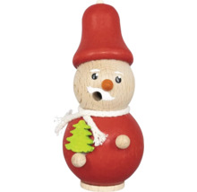 Räuchermann Schneemann aus Holz mit Mütze und Schal