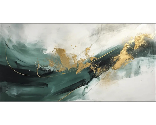 Leinwandbild Green And Gold Wave 100x50 cm