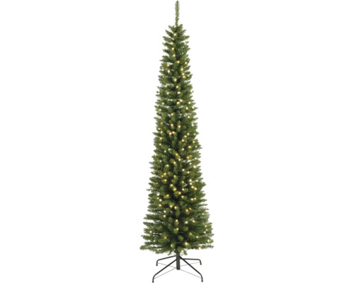 Künstlicher Weihnachtsbaum Everlands Pencil beleuchtet Ø 60 cm H 210 cm grün 280 LEDs Schmaler künstlicher Weihnachtsbaum mit Beleuchtung auf einem Ständer