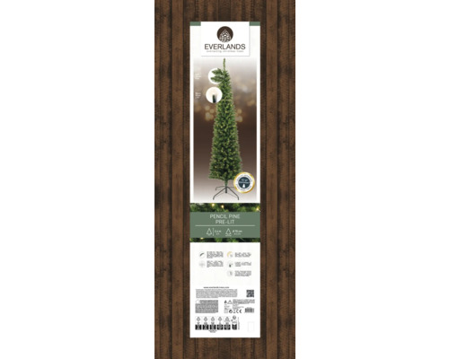 Verpackung einer beleuchteten Everlands Pencil Pine Kunsttanne