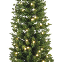 Künstlicher Weihnachtsbaum mit Beleuchtung für festliche Dekorationen.