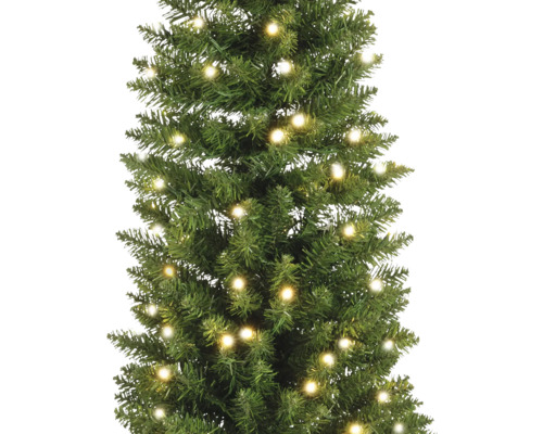 Künstlicher Weihnachtsbaum mit Beleuchtung für festliche Dekorationen.