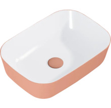 Jungborn Aufsatzwaschbecken 45.5x32.5 cm weiß hochglanz/terra pink matt