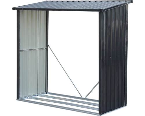 Holzlager aus Metall mit Dach