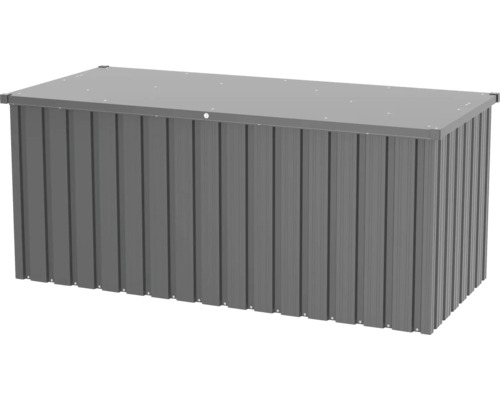 Graue Gerätebox aus Metall zur Aufbewahrung im Außenbereich