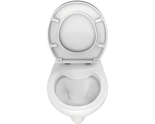 Hänge WC mit offenem Spülrand und WC Sitz von oben