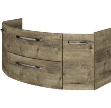 Waschtischunterschrank aus Holz mit zwei Schubladen und Griffen