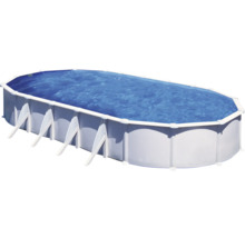 Aufstellpool Stahlwandpool-Set Gre oval 920x670x132 cm inkl. Sandfilteranlage, Skimmer, Leiter, Filtersand & Bodenschutzvlies weiß