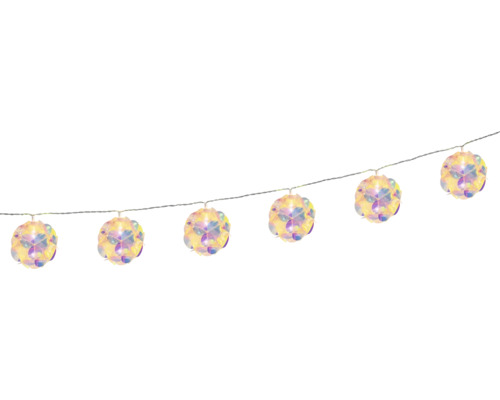 Lichterkette mit spiegelbeschichteten Kugeln
