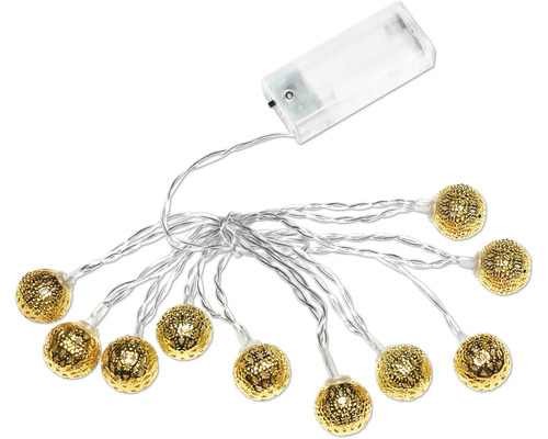 Dekorative Lichterkette mit kugelförmigen Lampen und Batteriefach