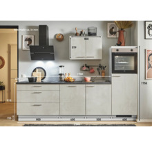 PICCANTE Plus Küchenzeile mit Geräten Casual 250 cm beton weißgrau matt vormontiert Variante rechts 4067368012775
