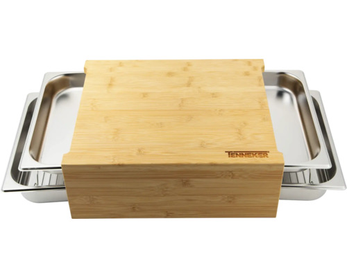 Edelstahl-Warmhaltebehälter mit Bambusdeckel