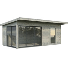 Gartenhaus Palmako Andrea 17,1 m² Schiebetür Isolierglas inkl. Fußboden 639 x 402 cm grau