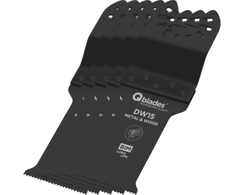 Q-Blades Multitool-Sägeblatt Bi-Metall 20tpi 28x60mm DW15, 5 Stück QBlades DW15 Metallsägeblatt für Holz und Metall