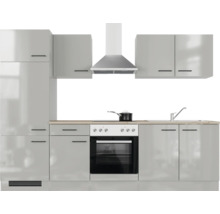 Flex Well Küchenzeile mit Geräten Lund 270 cm lichtgrau glänzend zerlegt Variante reversibel
