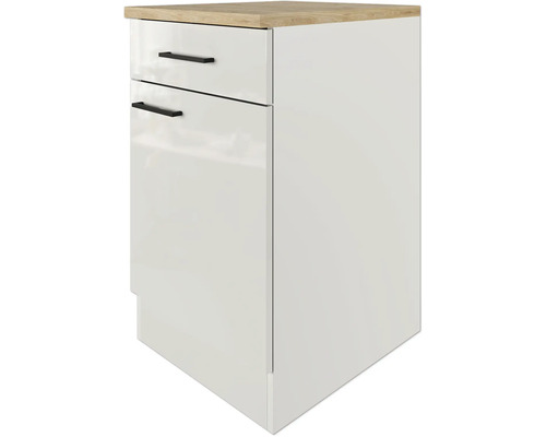 Weißer Unterschrank mit Schubladen und Arbeitsplatte