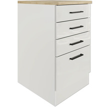 Flex Well Auszugunterschrank Lund BxTxH 50 x 60 x 85 cm lichtgrau glänzend zerlegt Anschlag reversibel 00012209